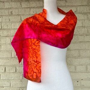 Watercolor Raw Edge Silk Scarf